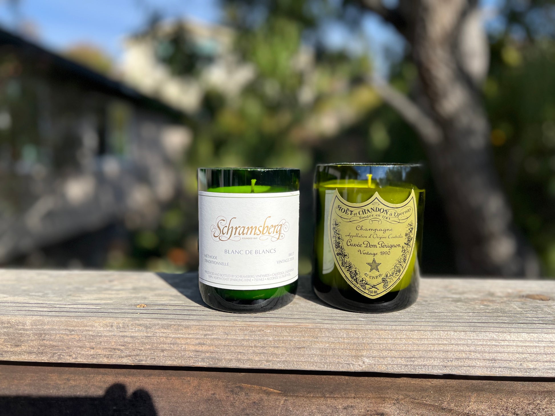Sparkling wine and champagne candles